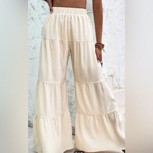 Cream Wide-Leg Pants